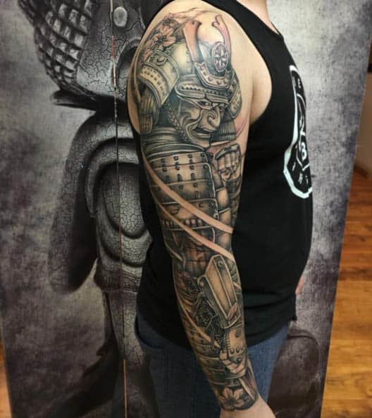 Samurai Full Sleeve Tattoo by Nha Nguyen