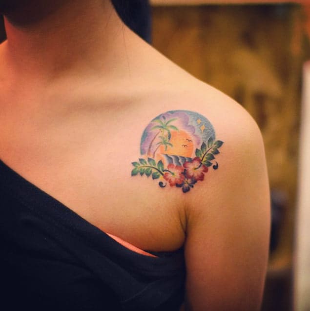 Hawaiian Shoulder Tattoo by Grain