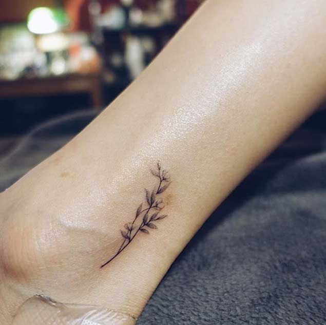 Small Flowers Tattoo on Ankle