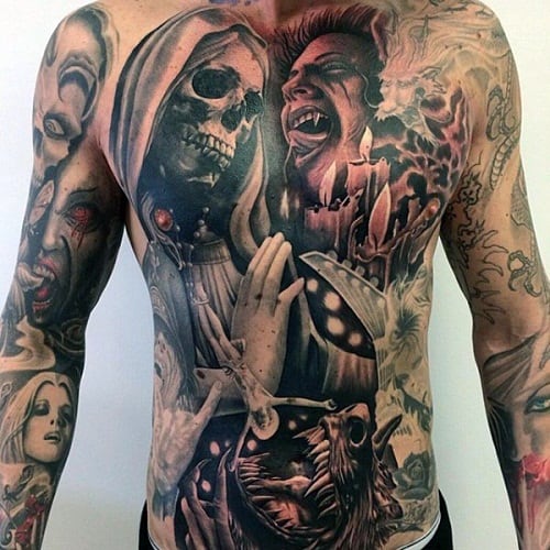 Vampire Tattoo on Stomach