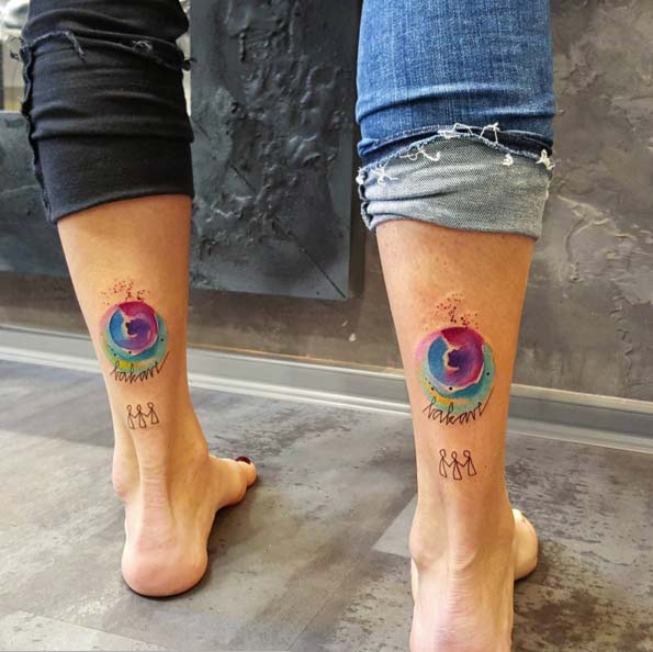 Watercolor Sister Tattoos by Simona Blanar