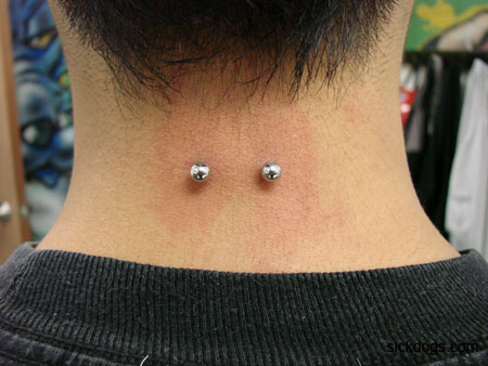 Beautiful Silver Barbell Nape Surface Piercing
