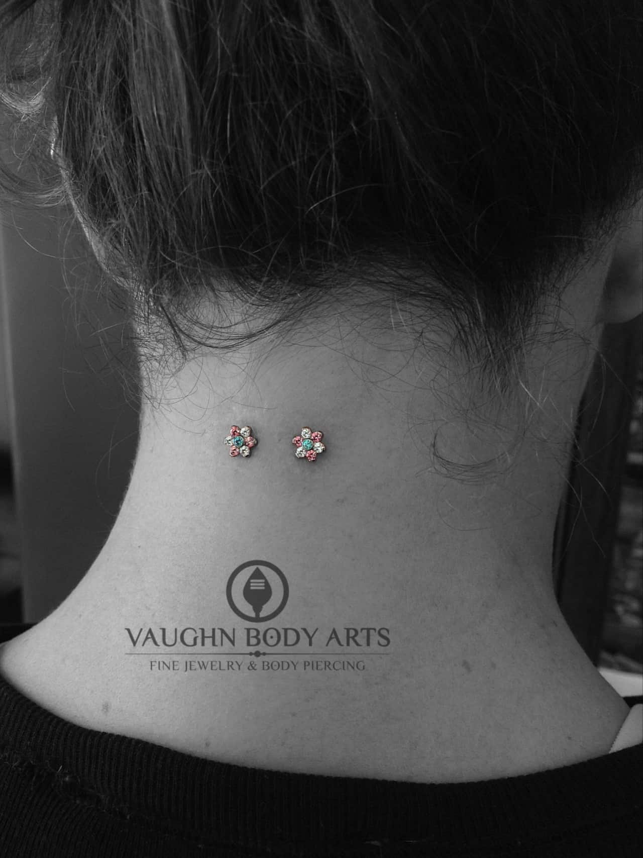 Colorful Flower Studs Surface Nape Piercing Picture