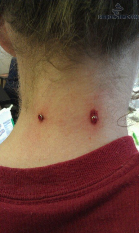 Red Gems Surface Nape Piercing Picture
