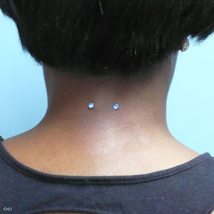 Silver Gems Surface Nape Piercing