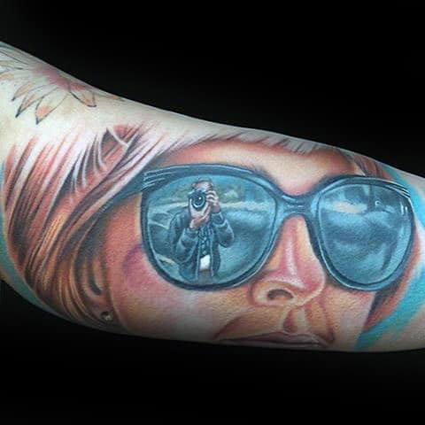 Gentleman With Sunglasses Reflection Memorial Tattoo