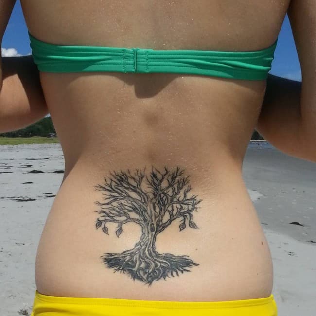 lower back tattoos tree