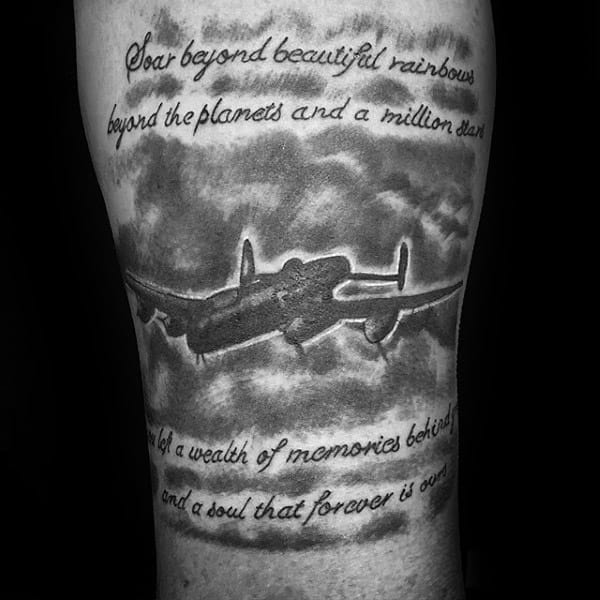 Military Plane Mens Quote Memorial Arm Tattoo