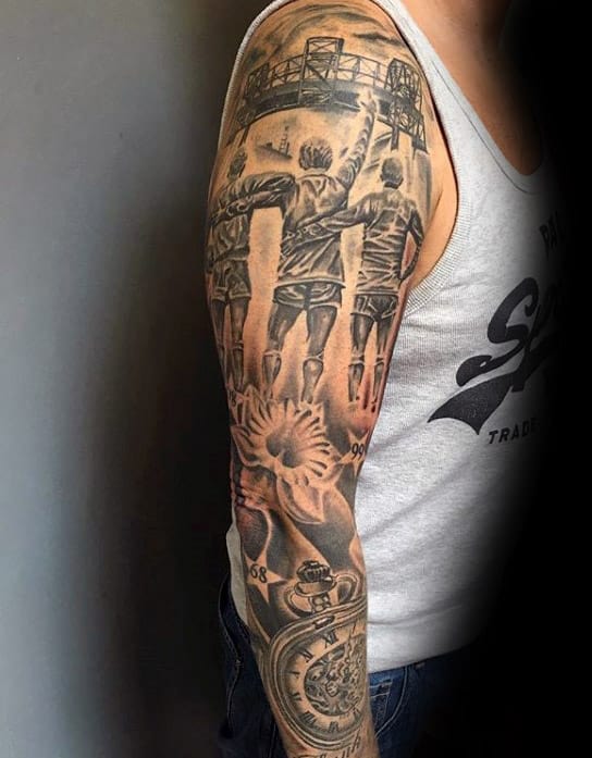 large memorial tattoo on arm