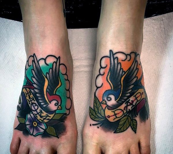 Sailor Jerry Sparrows Mens Mom And Dad Memorial Tattoos On Feet