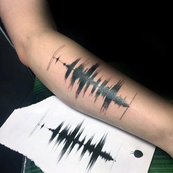 Soundwave Of Voice Memorial Mens Forearm Tattoo