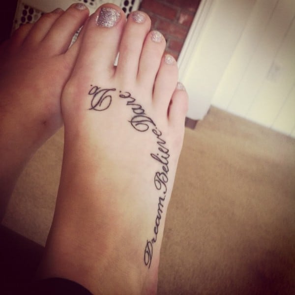 The World At My Feet  Quote Foot Tattoo