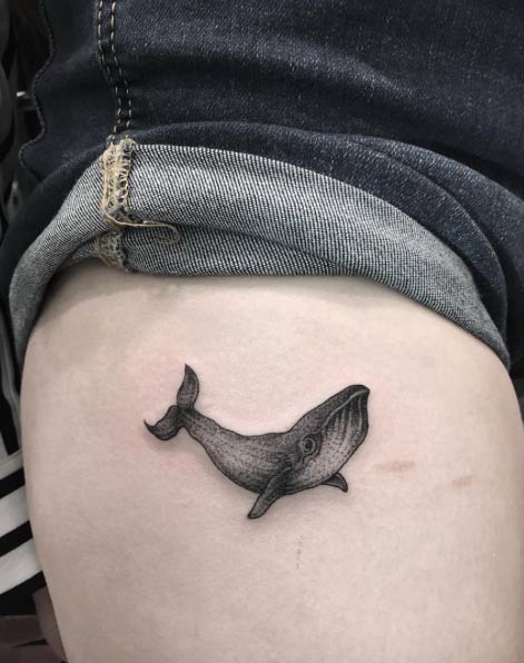 Blackwork Whale by Zeke Yip