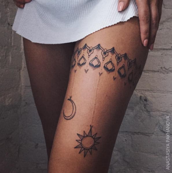 thigh band tattoos for girls