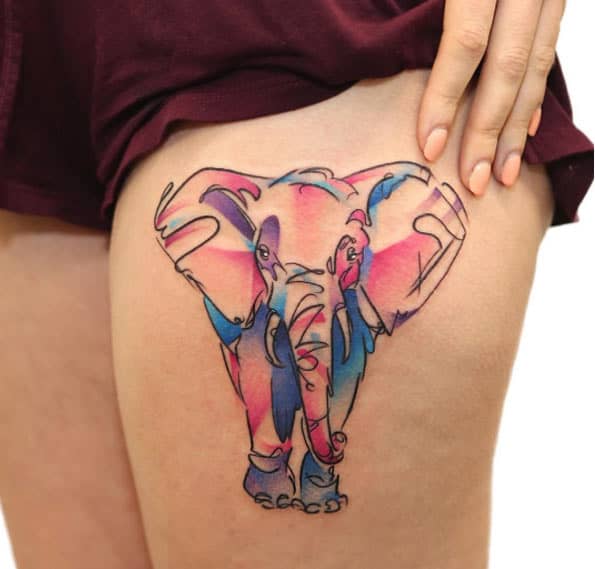 Watercolor Elephant by Georgia Grey 