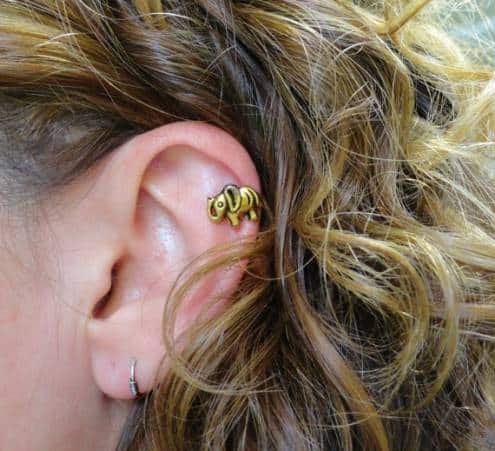 Gold Elephant Cartliage Earring Conch Tragus Helix Piercing