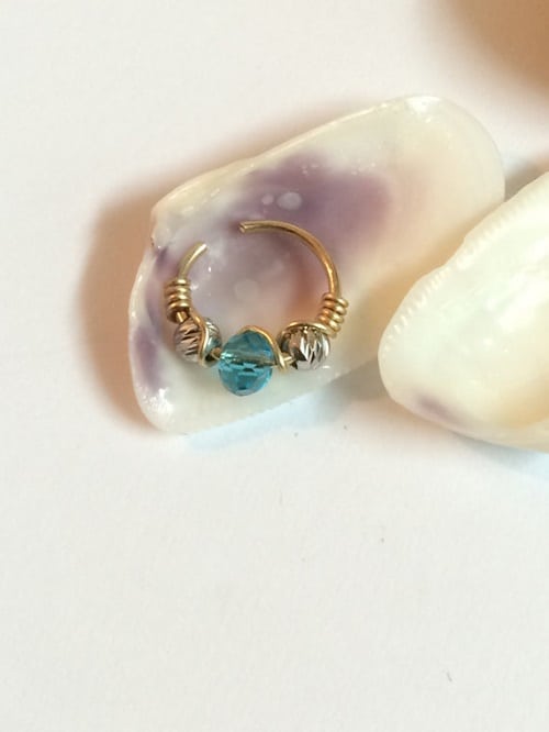 Handmade Gold Filled Helix Piercing with Blue Crystal Beads