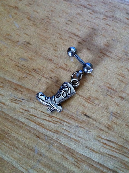 Cowgirl Boot Barbell Helix Piercing Jewelry