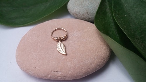 Custom Gold-Plated 14k Hoop Earring with Leaf