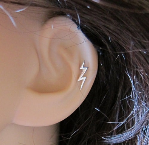 Sterling Silver Lightning Bolt Helix Earring