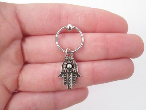 Antique Silver Hamsa Hand Helix Jewelry