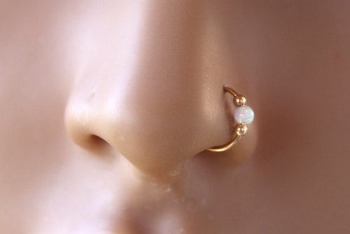 White Opal Helix Gold Ring