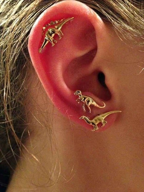 Gold Dinosaur Helix Earring Jurassic Inspiration