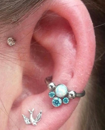 Blue Gems Conch Piercing