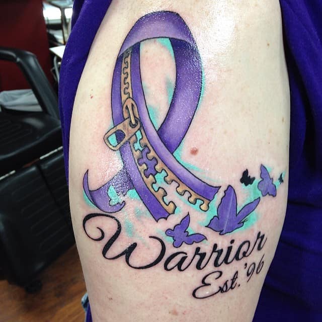 FiveO Tattoo  Purple ribbon with butterfly Joanna did recently  Facebook