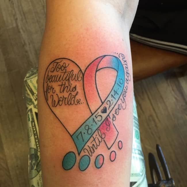 Color Pink Cancer Ribbon Tattoo