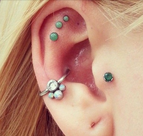 Emerald Outer Conch Piercing