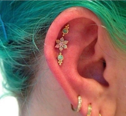 Gem Outer Conch Piercing