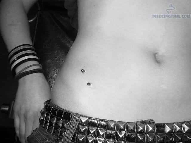 Silver Stud Surface Hip Piercing