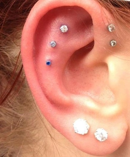 Triple Outer Conch Piercing