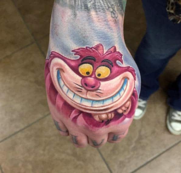 Cheshire Cat Tattoo on Hand by Coop