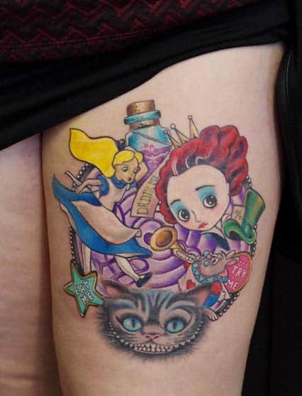 Alice in Wonderland Tattoo by Maria Fleet