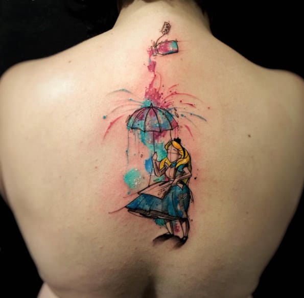 Watercolor Alice in Wonderland Tattoo by Felipe Rodrigues Fe Rod