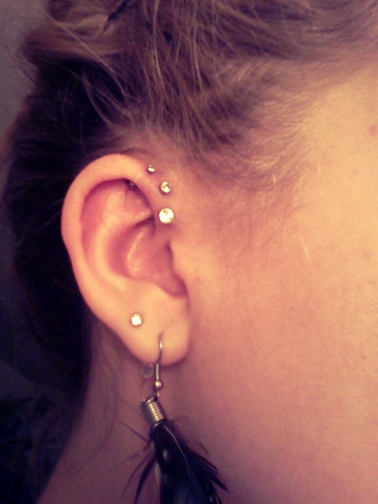 Triple Forward Helix Piercing