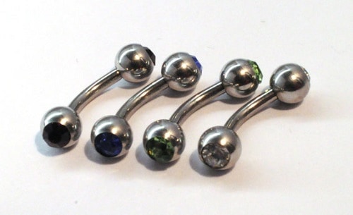Curved Barbell with Gem Anti Eyebrow Jewelry