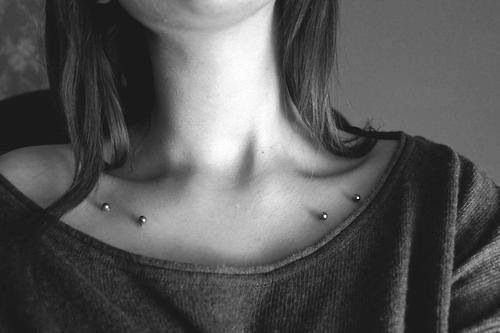 Awesome Silver Surface Barbell Collar Bone Piercing For Girls