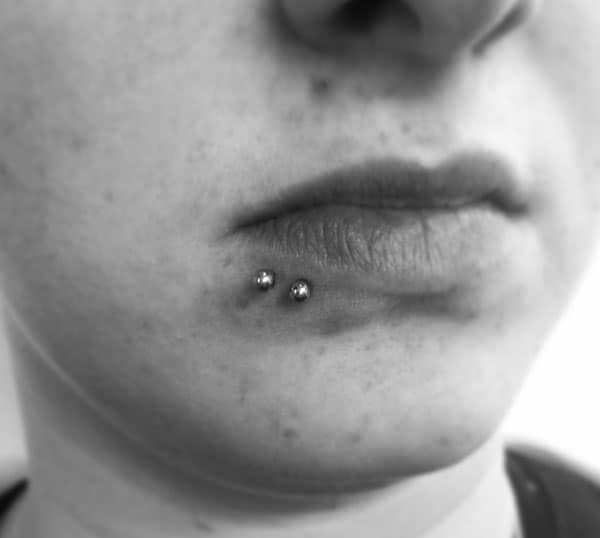 Lower Lip Spider Bite Piercing Idea For Girls