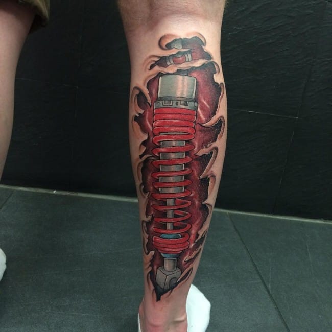 50 Wonderful Biomechanical Tattoos On Leg