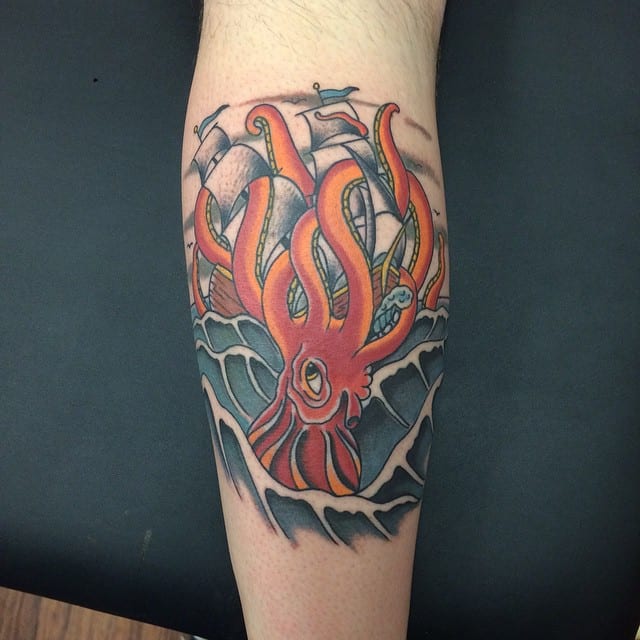 squid calf tattoo