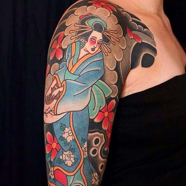 Aggregate more than 80 japanese geisha warrior tattoo designs  thtantai2