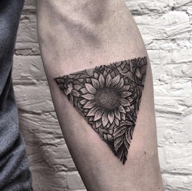 Sunflower Tattoo Design by Roma Severov