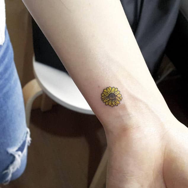 Sunflower Tattoo on Wrist