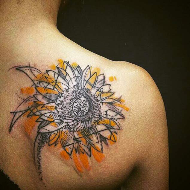 rose and sunflower tattoo - Design of TattoosDesign of Tattoos