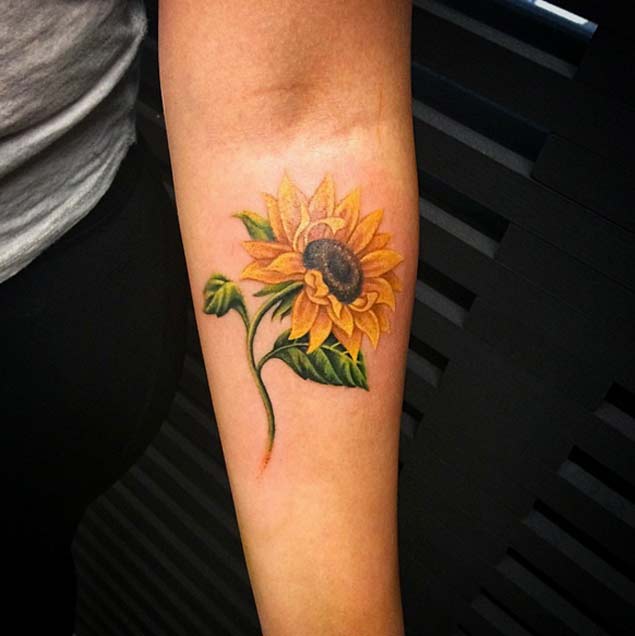 Realistic tattoo  sunflower tattoo  flower tattoo by Davide 