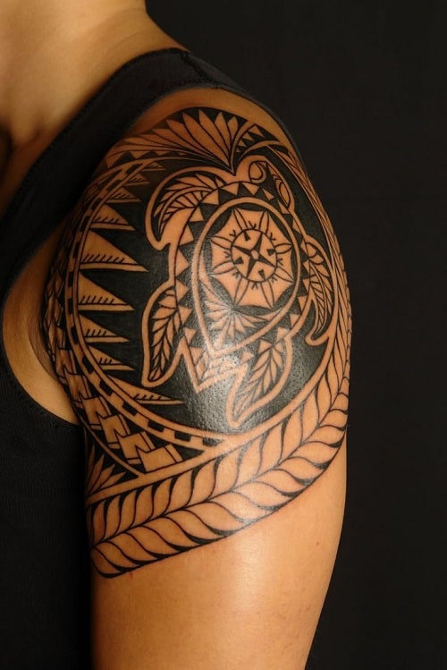 Turtle and Spear Head Polynesian Tattoo