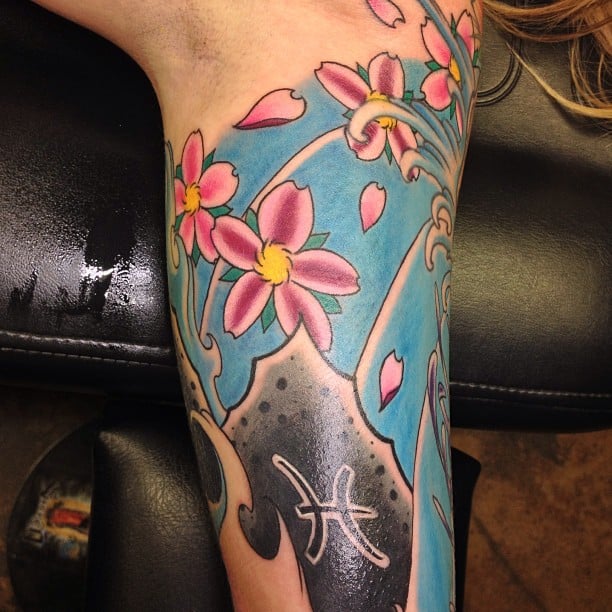 50 Pretty Cherry Blossom Tattoos with Meaning and Ideas  Body Art Guru